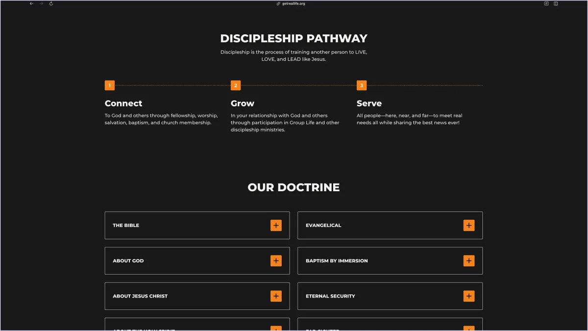 A church discipleship page after a copy and image update