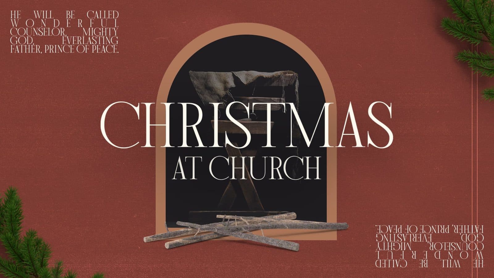Christmas invite graphic reading Invite a Friend to Christmas Eve over faded scripture text in green