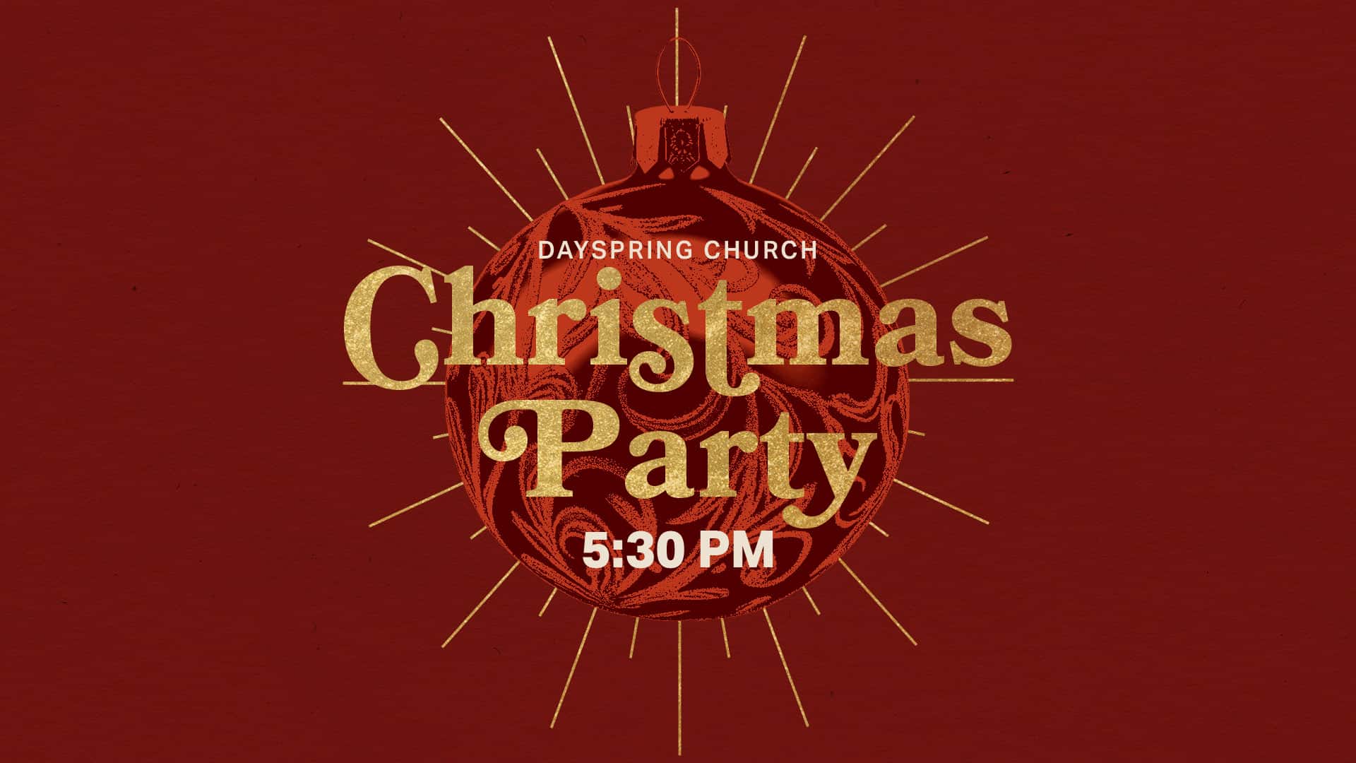 Christmas Party 2026 Event Design, church design work for Dayspring Church