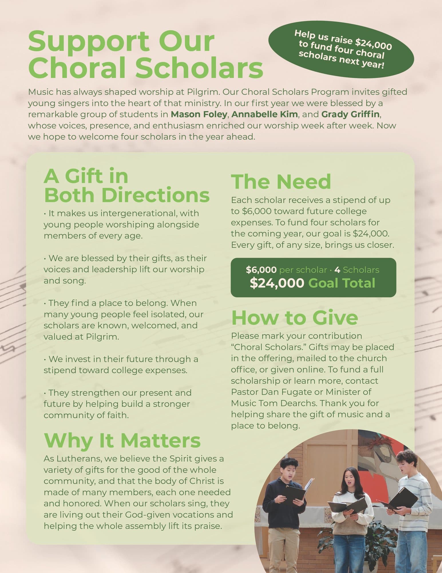 printed material for Pilgrim Lutheran Church
