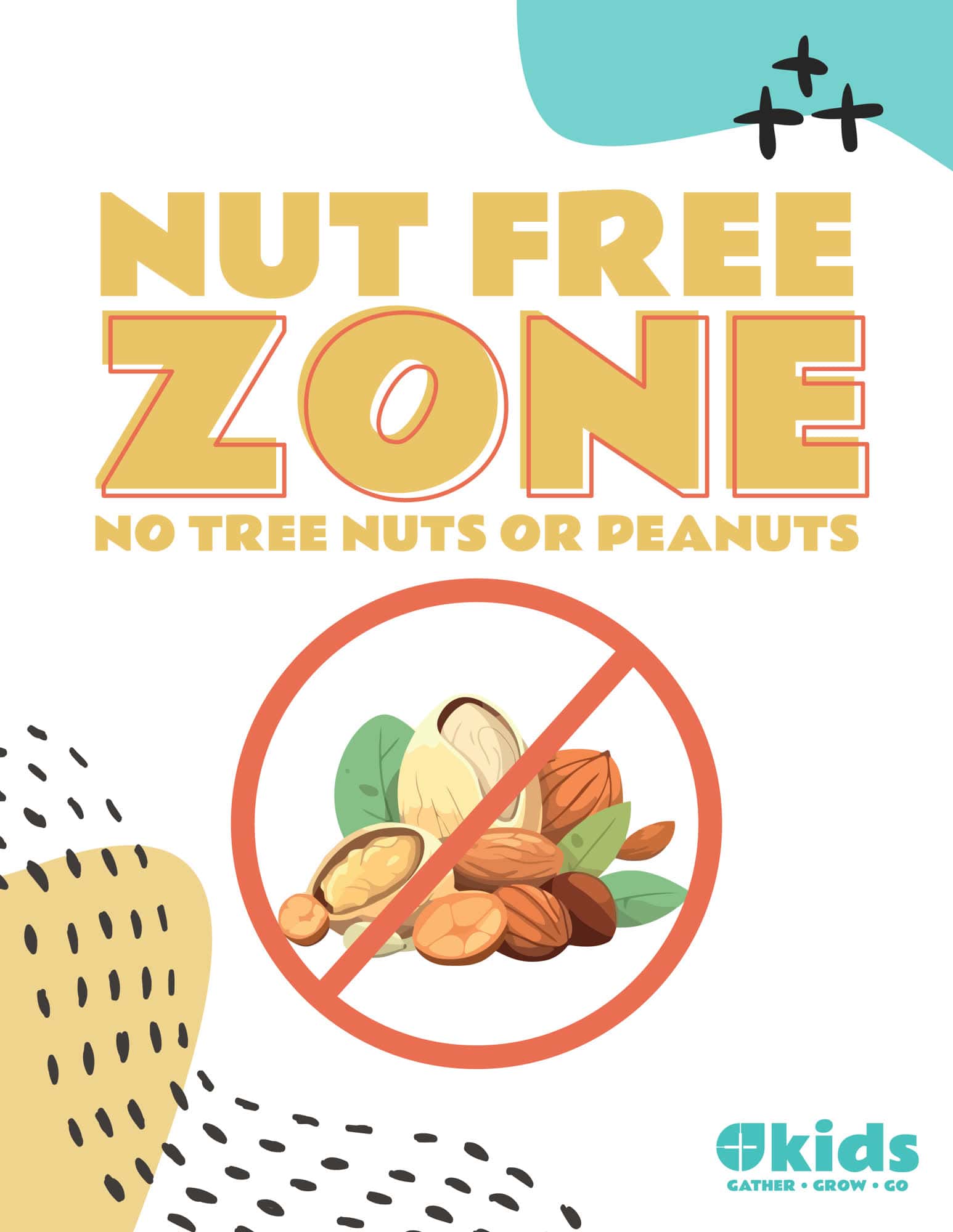 Kids Nut Free Zone Signage, church design work for Christ Community Church