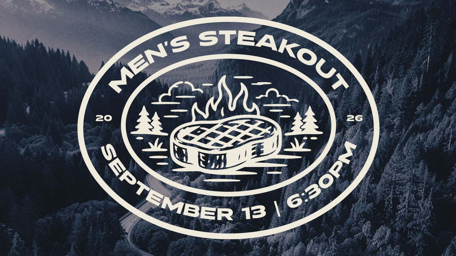 Men's Steakout Event Design, church design work for Bayside Community Church