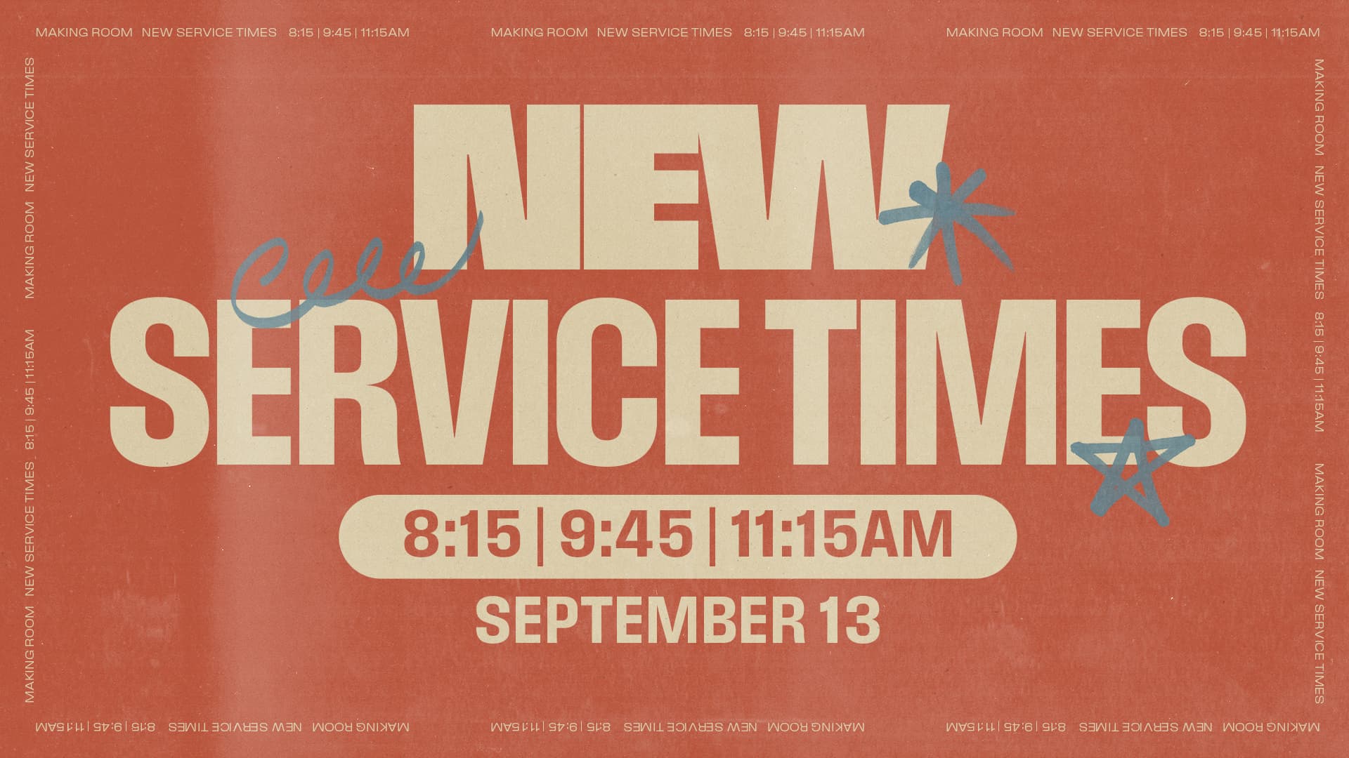 On-screen church slide designed by Church Media Squad for Zero Collective: New Service Times - Welcome Home Sunday