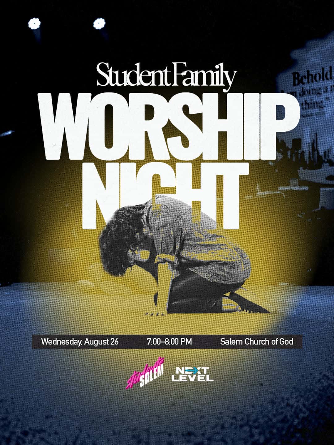 Student Family worship night Event Design, church design work for Salem Church of God