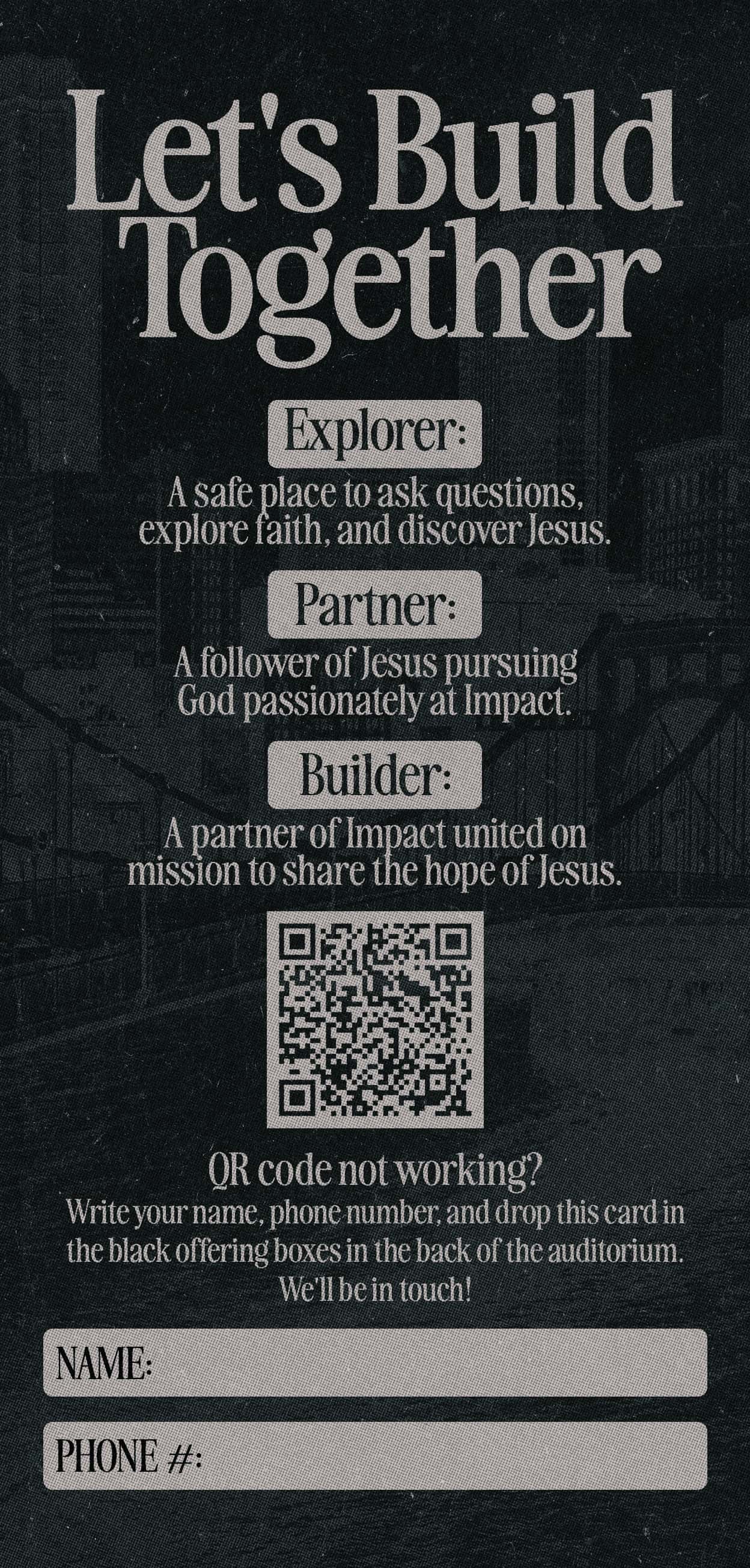 Growth Track Rack Card August 2026 Postcard, church design work for Impact Christian Church