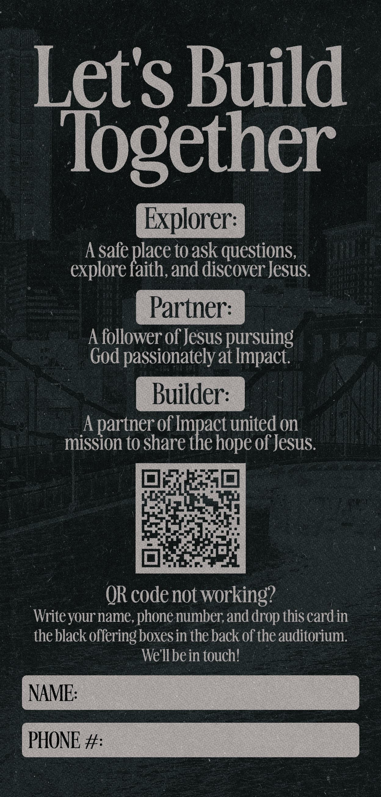 printed material for Impact Christian Church