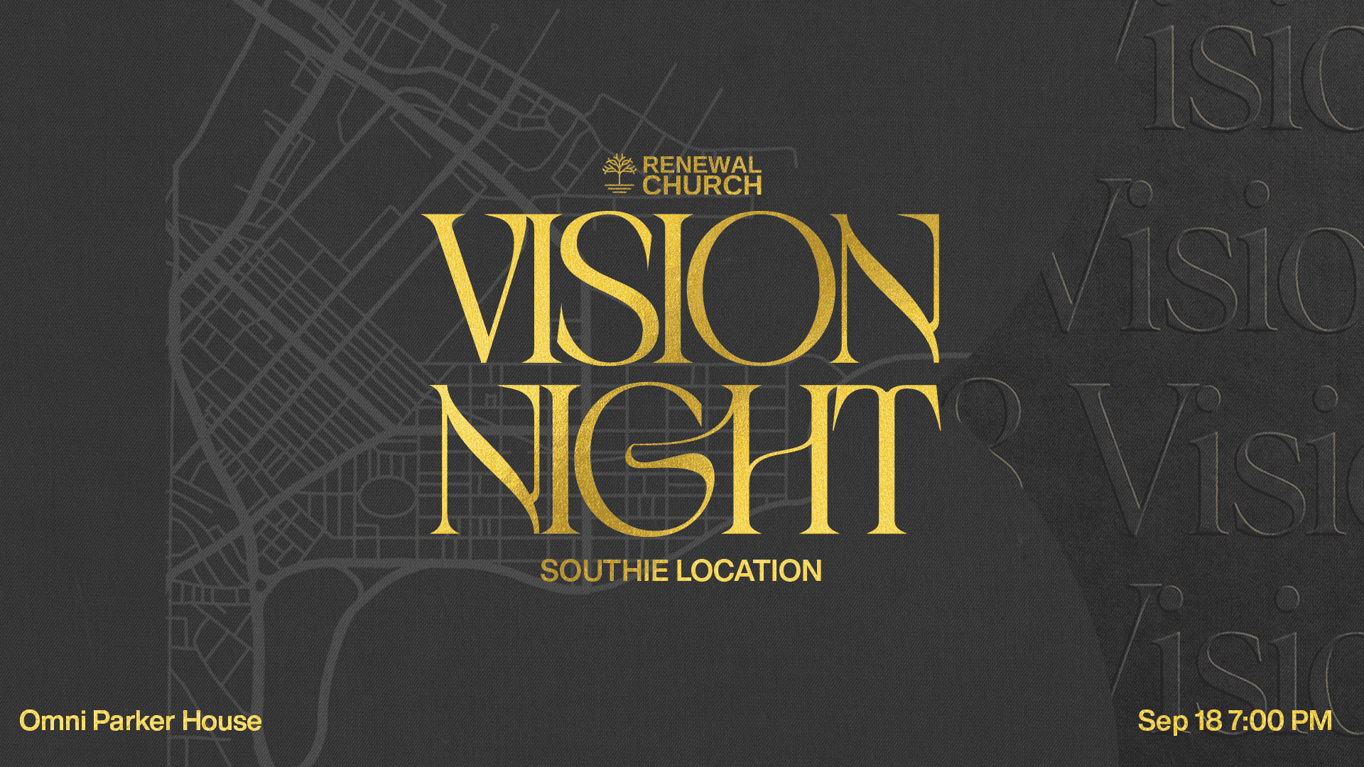 Renewal Church Vision Night Event Design, church design work for Renewal Church