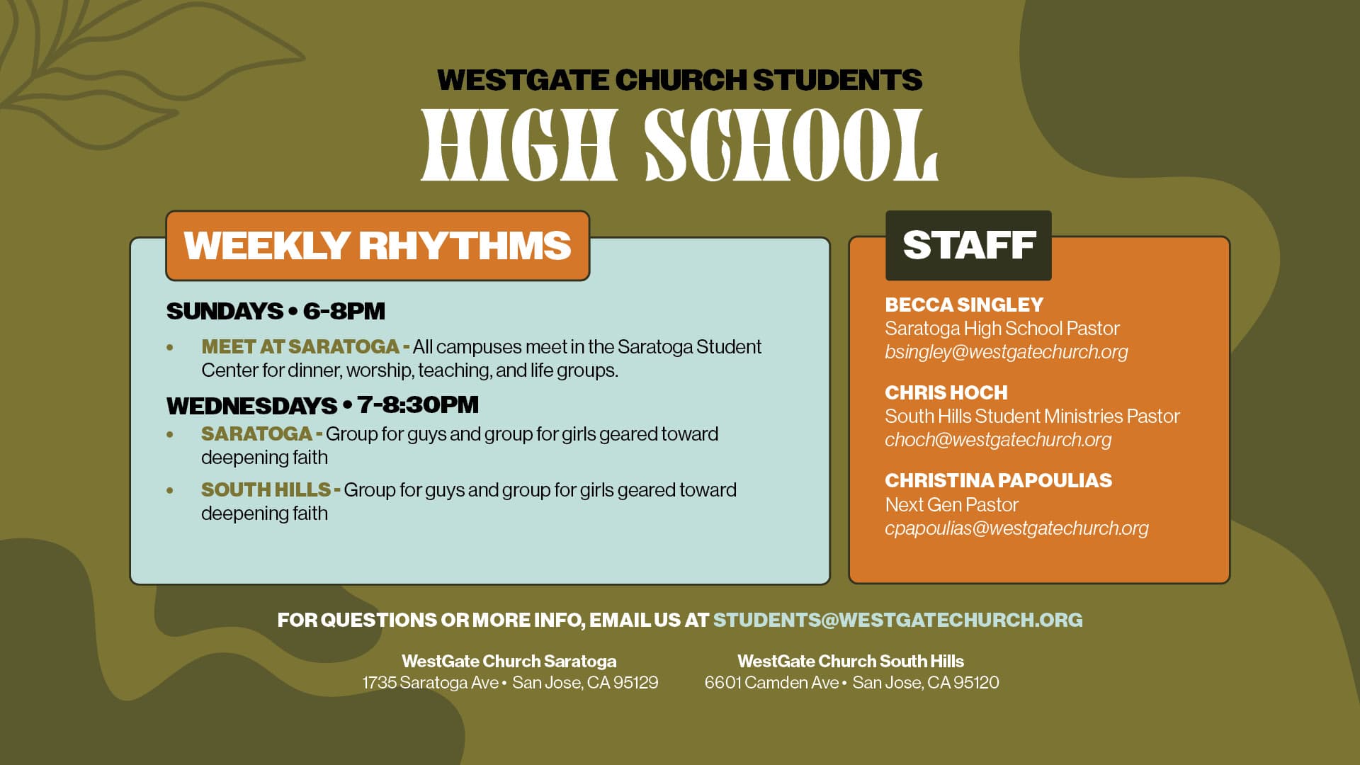 printed material for WestGate Church
