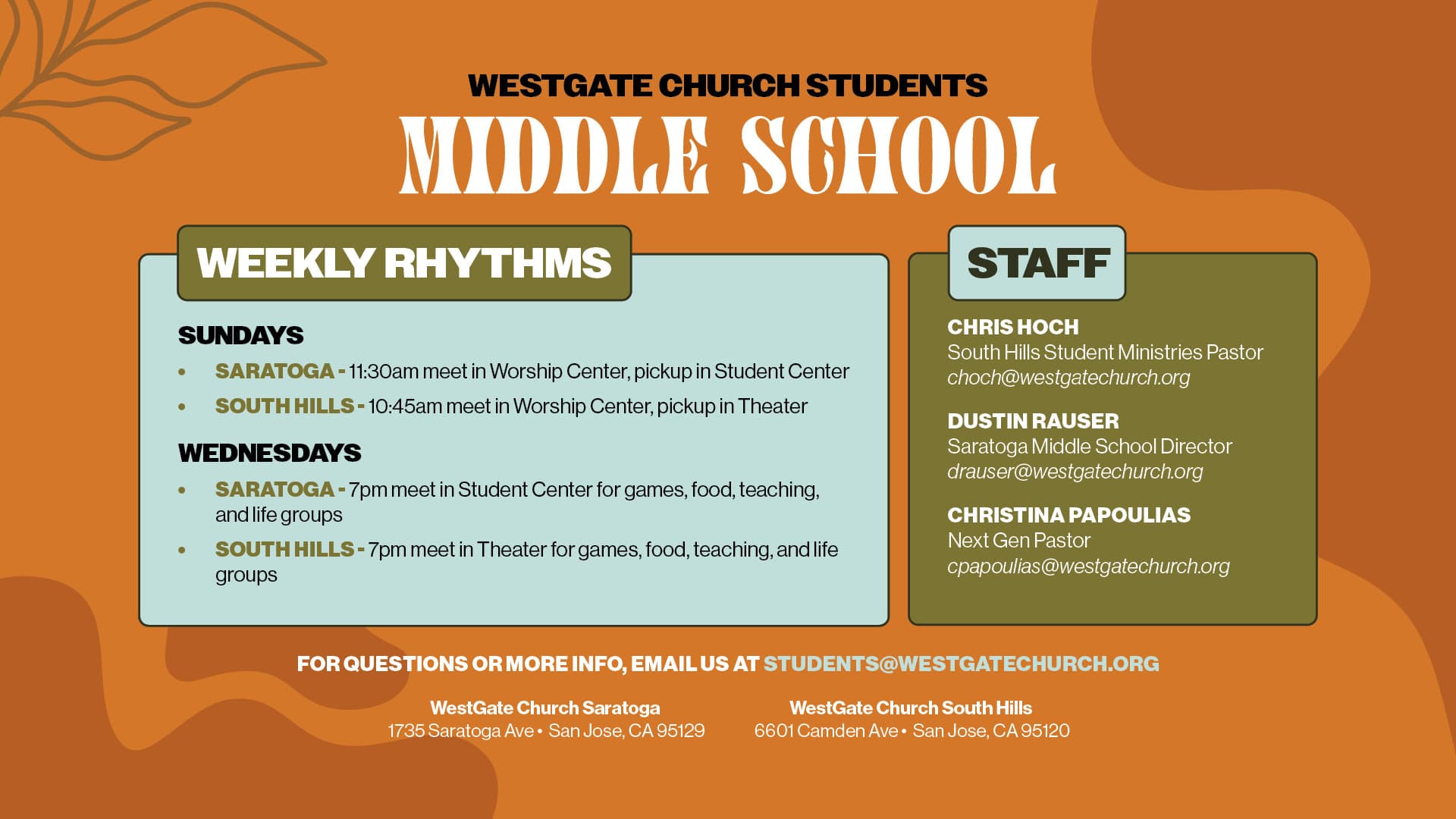 printed material for WestGate Church