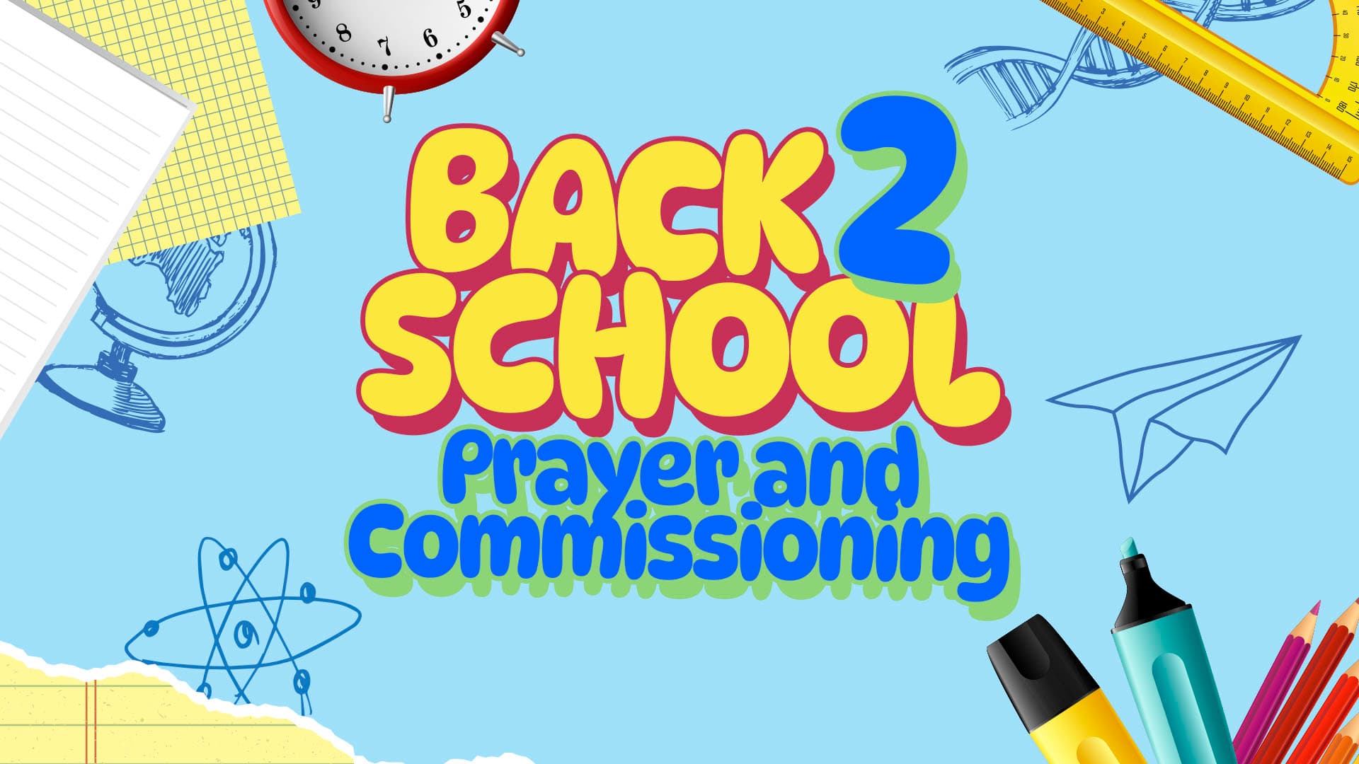 On-screen church slide designed by Church Media Squad for Bahamas Faith Ministries: Back 2 School Sunday 2026: Welcome Slides