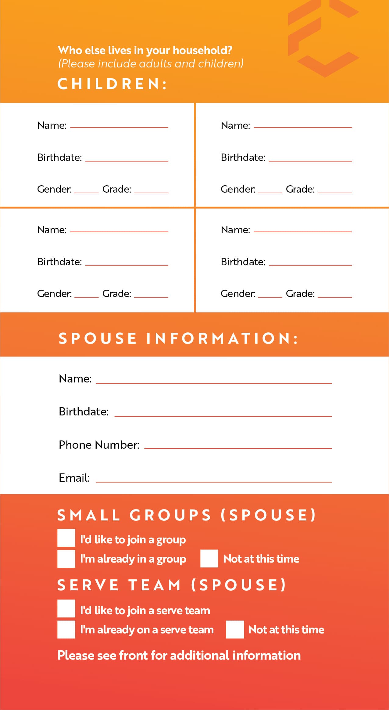 printed material for Family Church