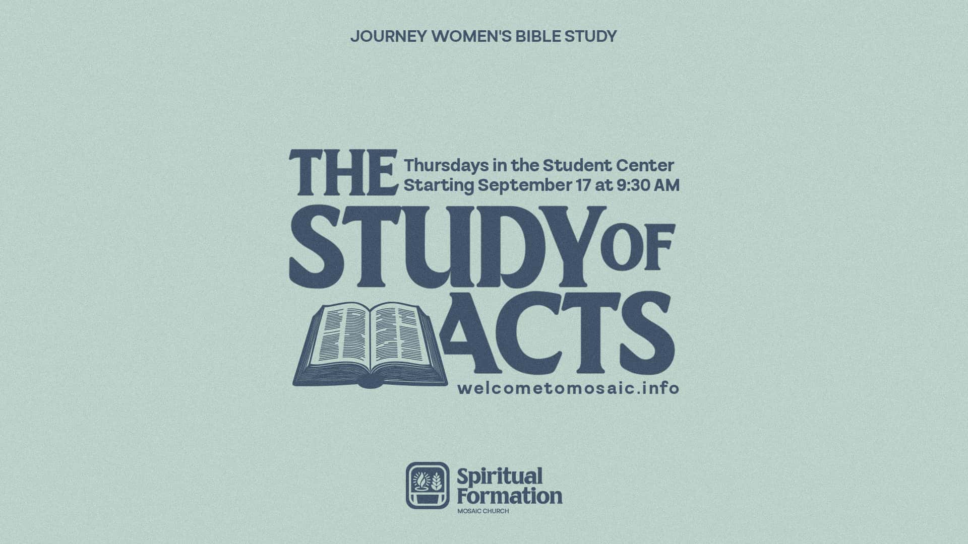 Journey Women's Bible Study The Study of Acts Event Design, church design work for Mosaic