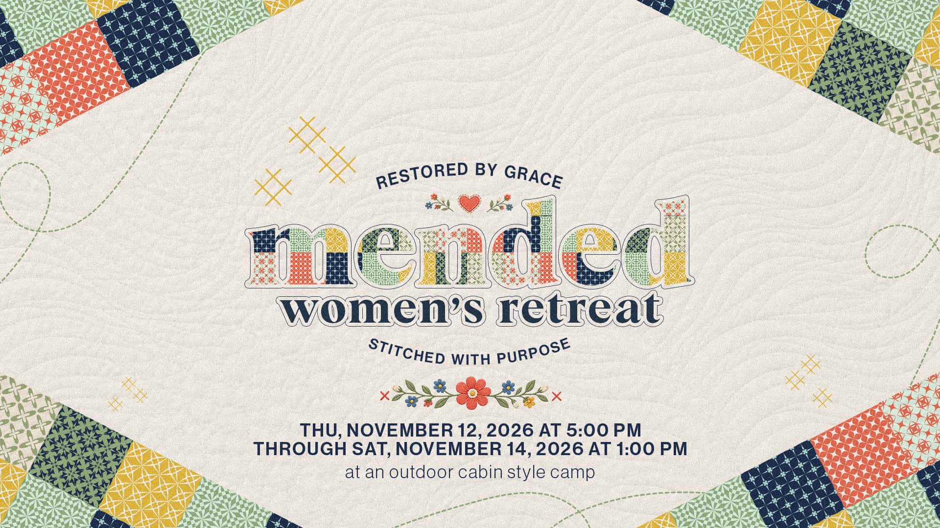Mended Women's Retreat Event Design, church design work for Family Church
