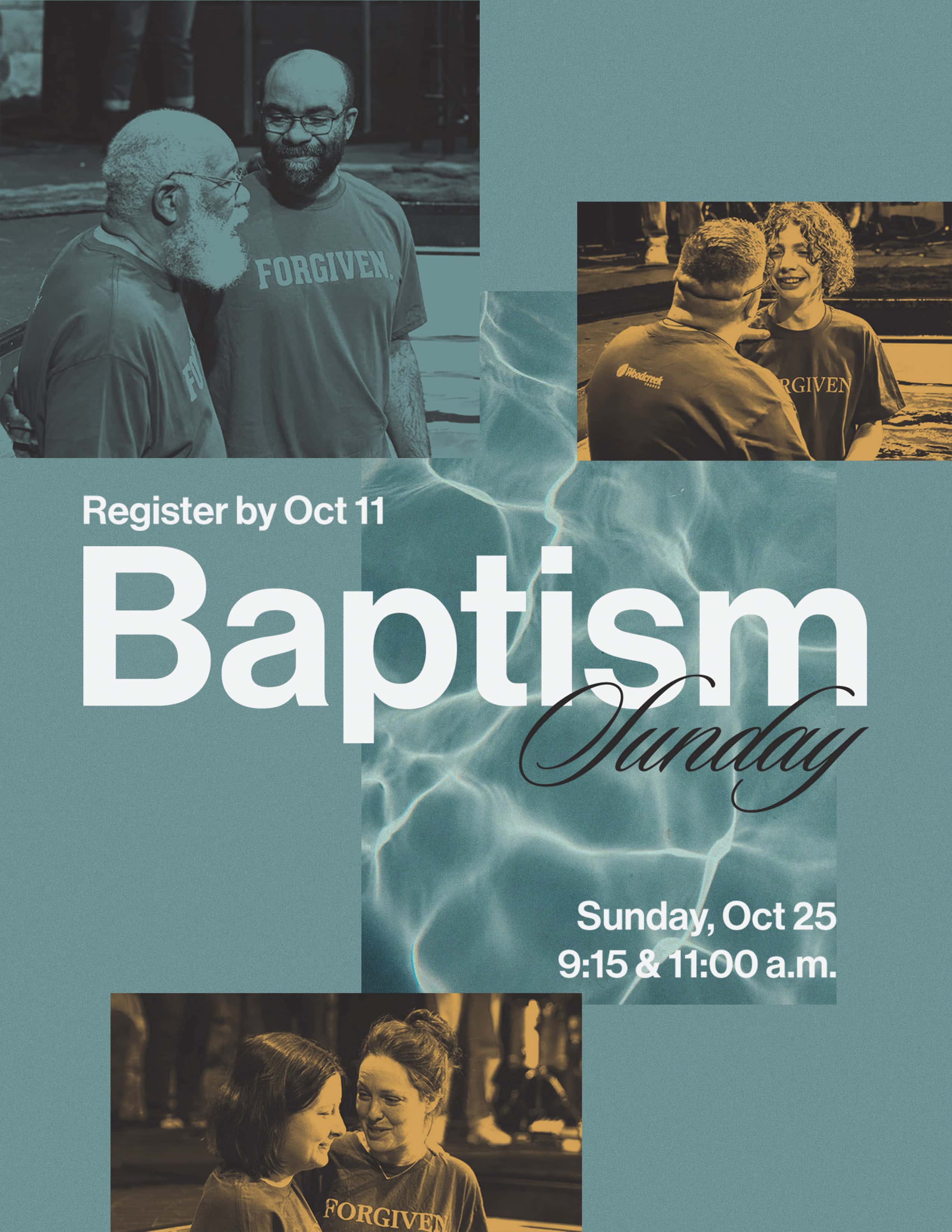 Baptism Rebrand & Information Layout Event Design, church design work for Woodcreek Church