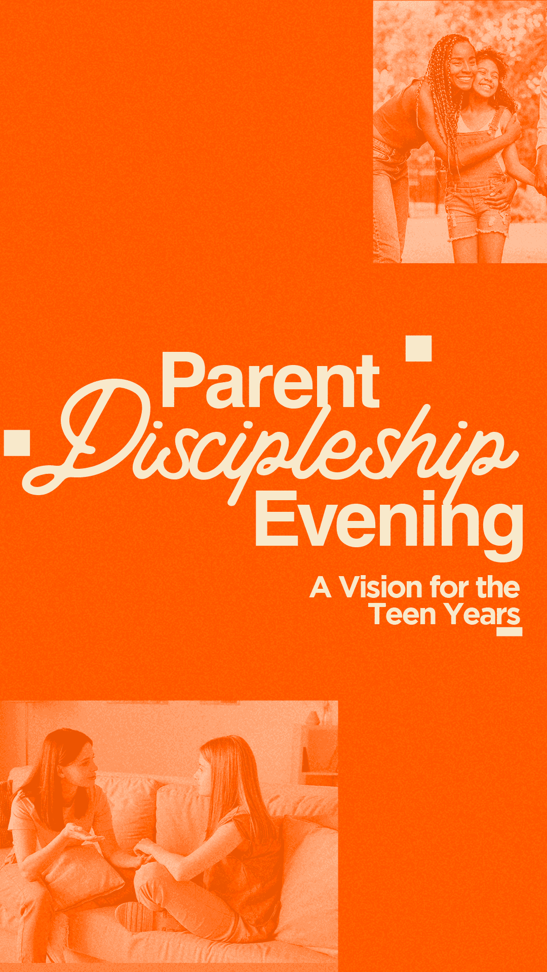 Parent Discipleship Evening: A Vision for the Teen Years Event Design, church design work for New Life Church