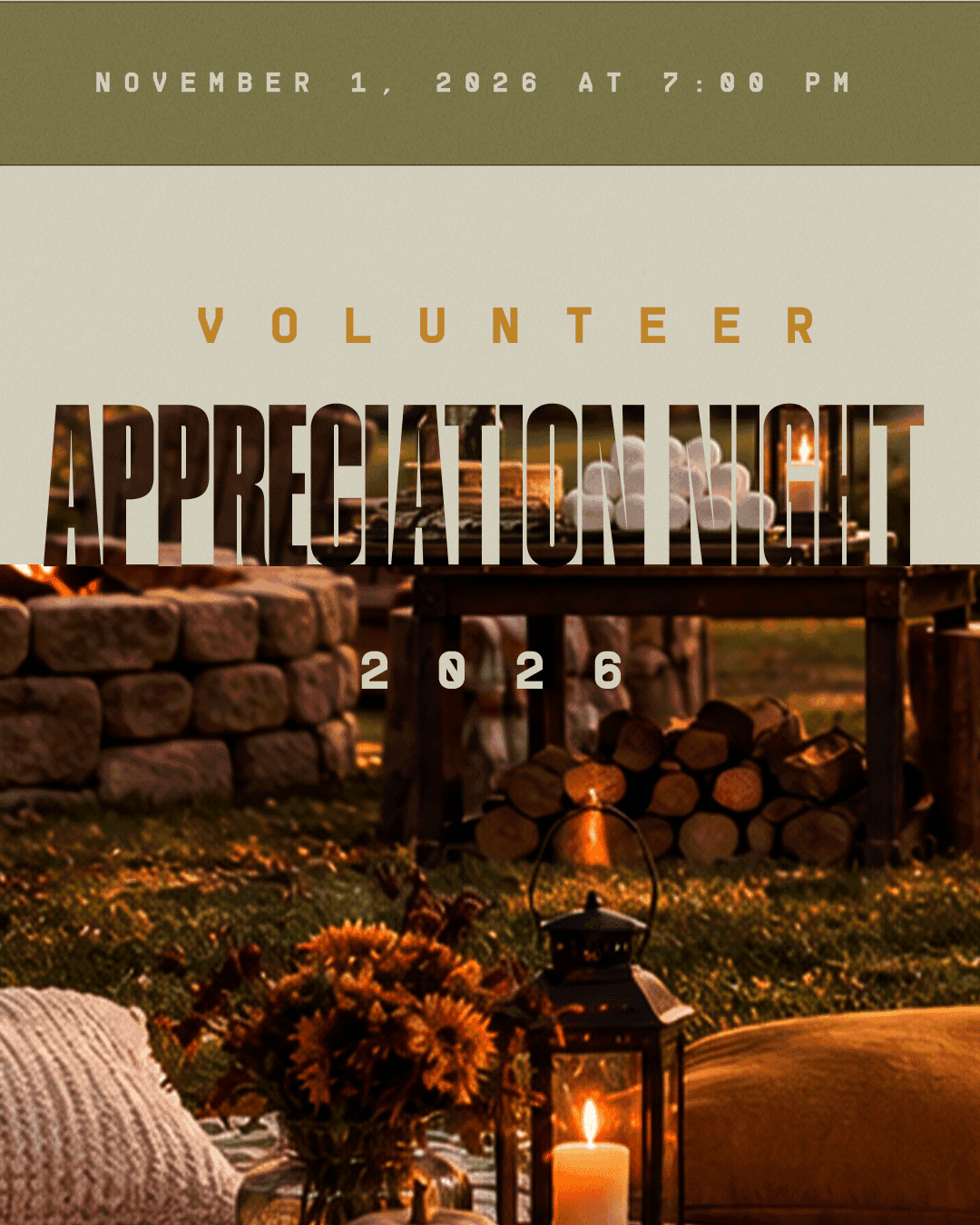 Volunteer Appreciation Night 2026 Event Design, church design work for Trinity Bible Church