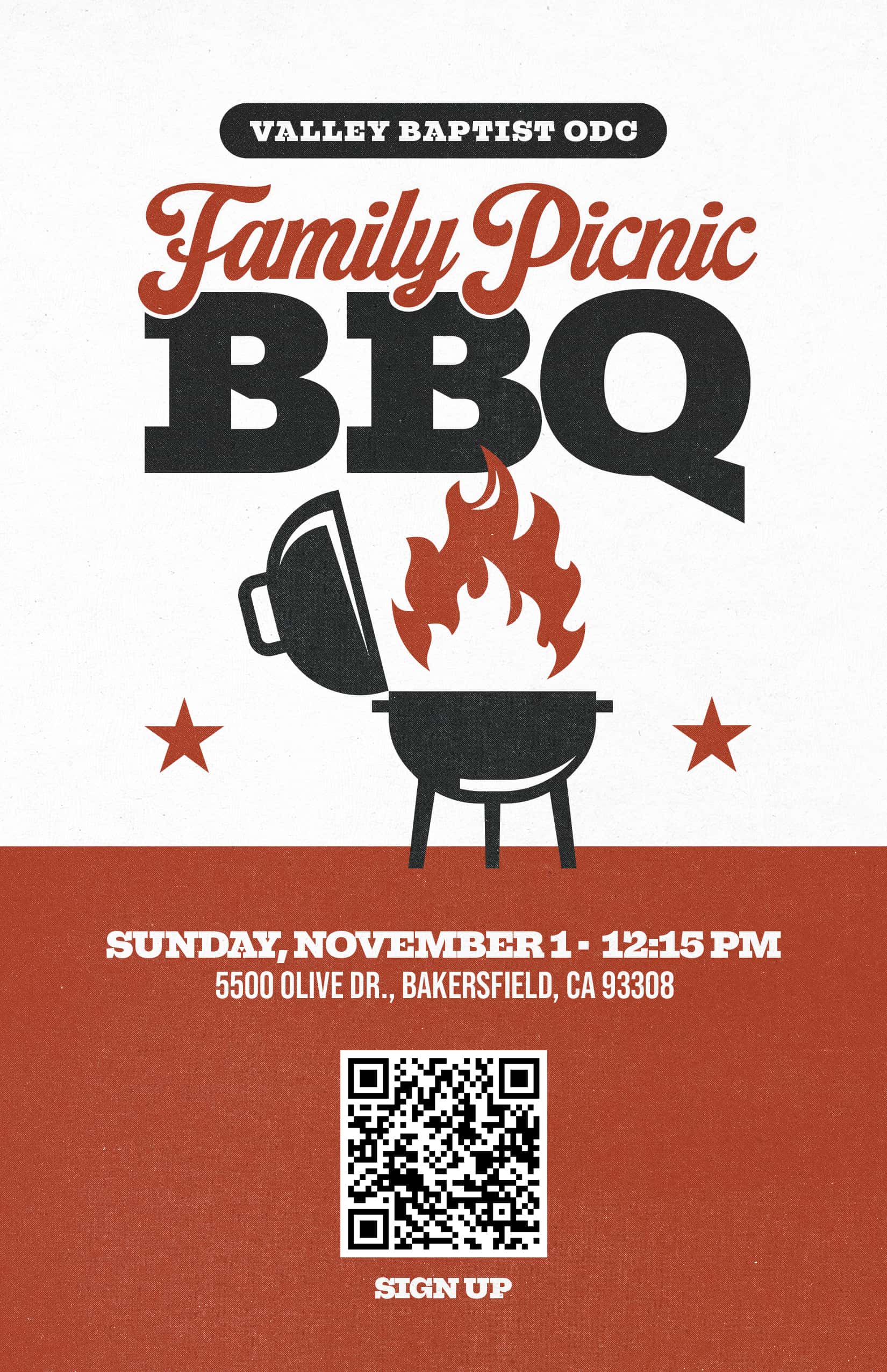 2026 ODC Family Picnic BBQ Event Design, church design work for Valley Baptist Church