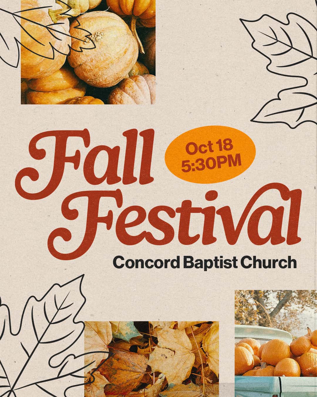 Fall Festival Event Design, church design work for Concord Baptist Church