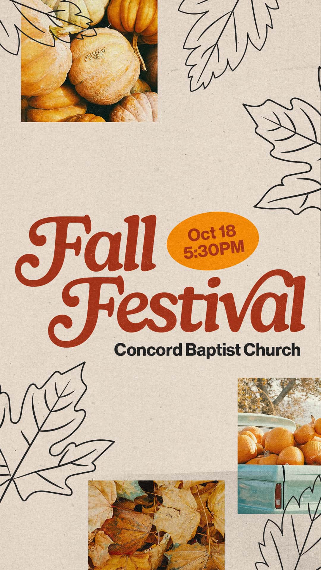 Fall Festival Event Design, church design work for Concord Baptist Church