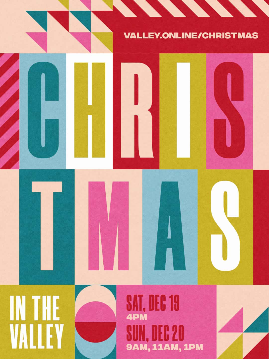 Christmas in the Valley 2026 Christmas Design, church design work for Church of the Valley