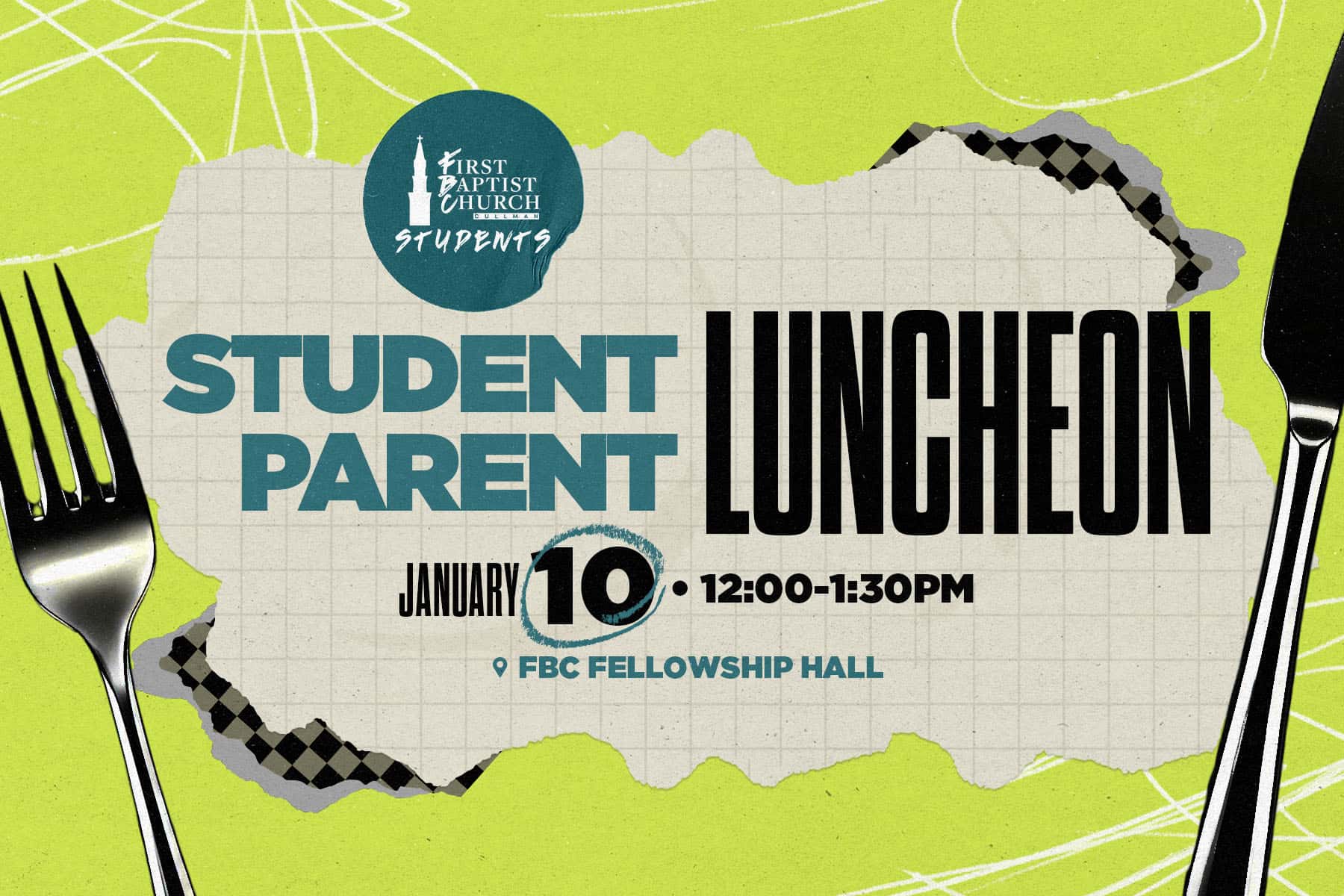 Student Parent Luncheon Event Design, church design work for Cullman First Baptist Church