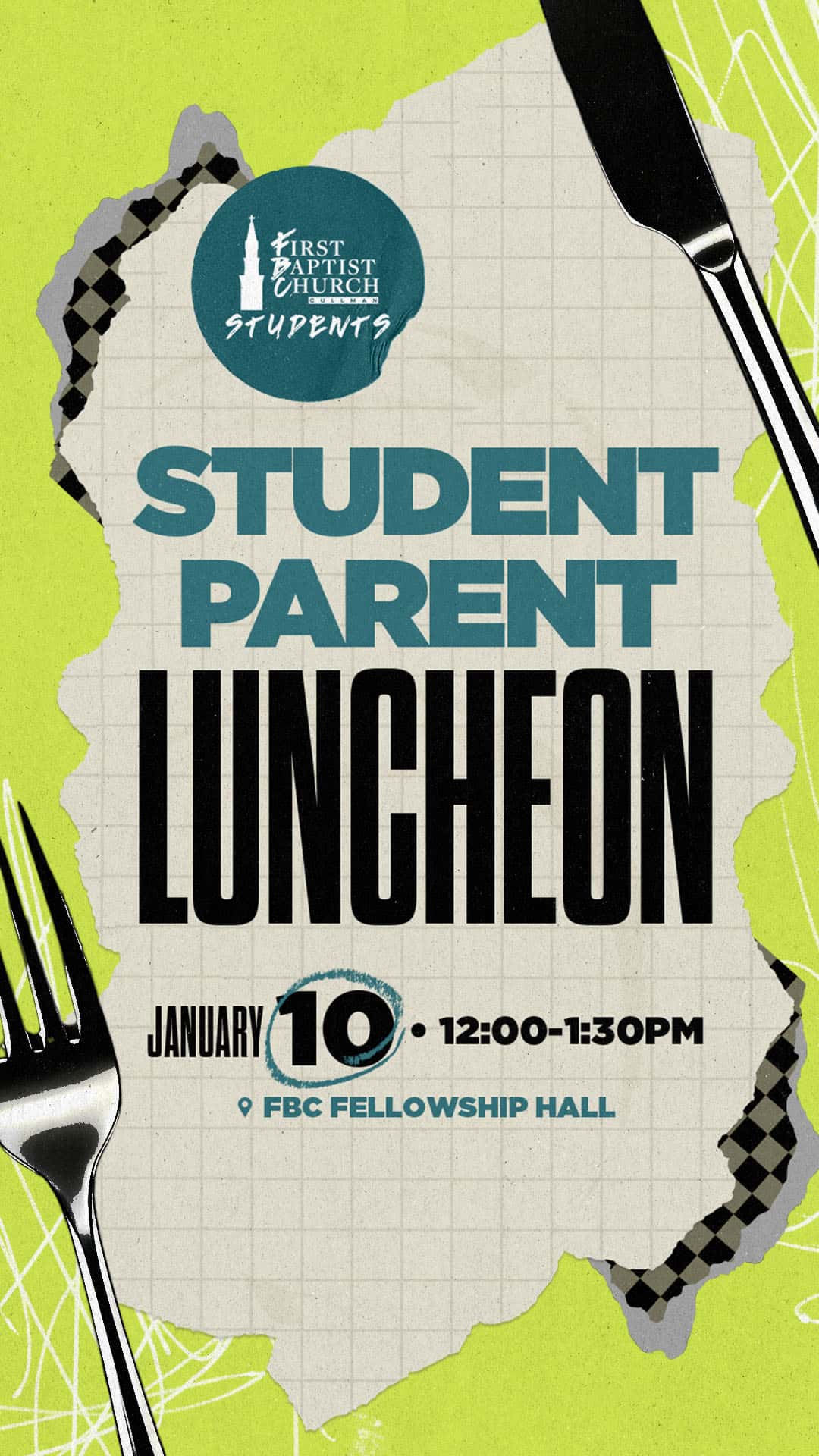 Student Parent Luncheon Event Design, church design work for Cullman First Baptist Church