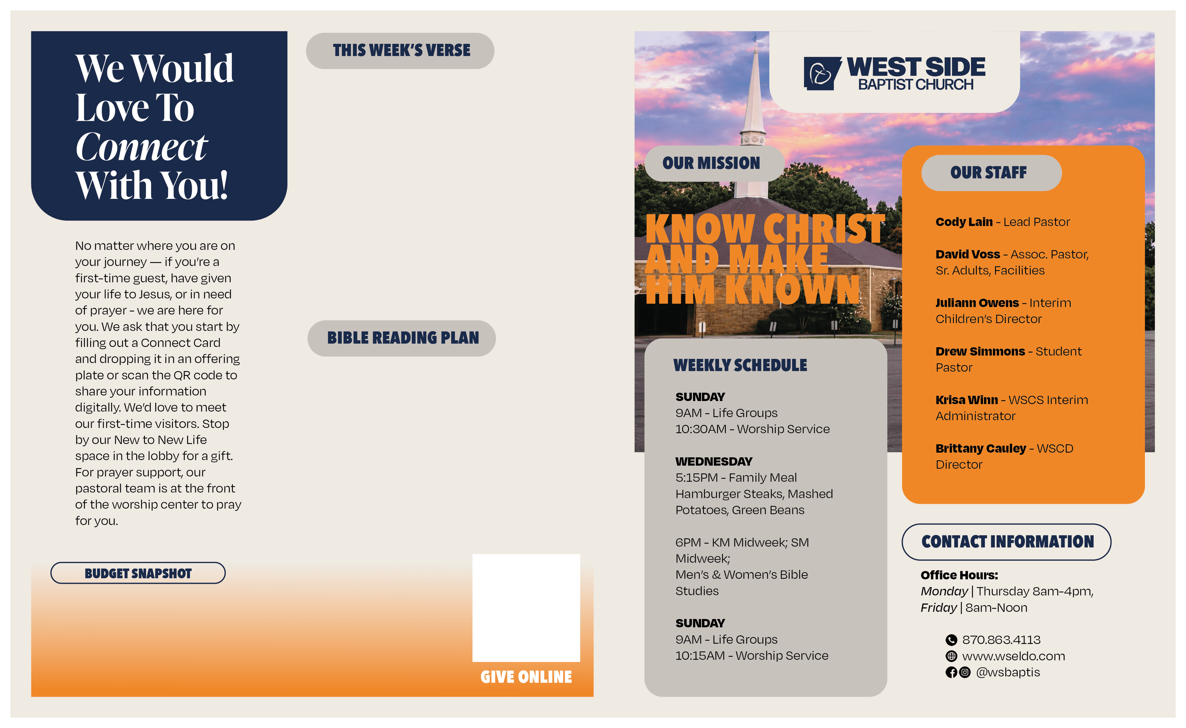 printed material for West Side Baptist Church