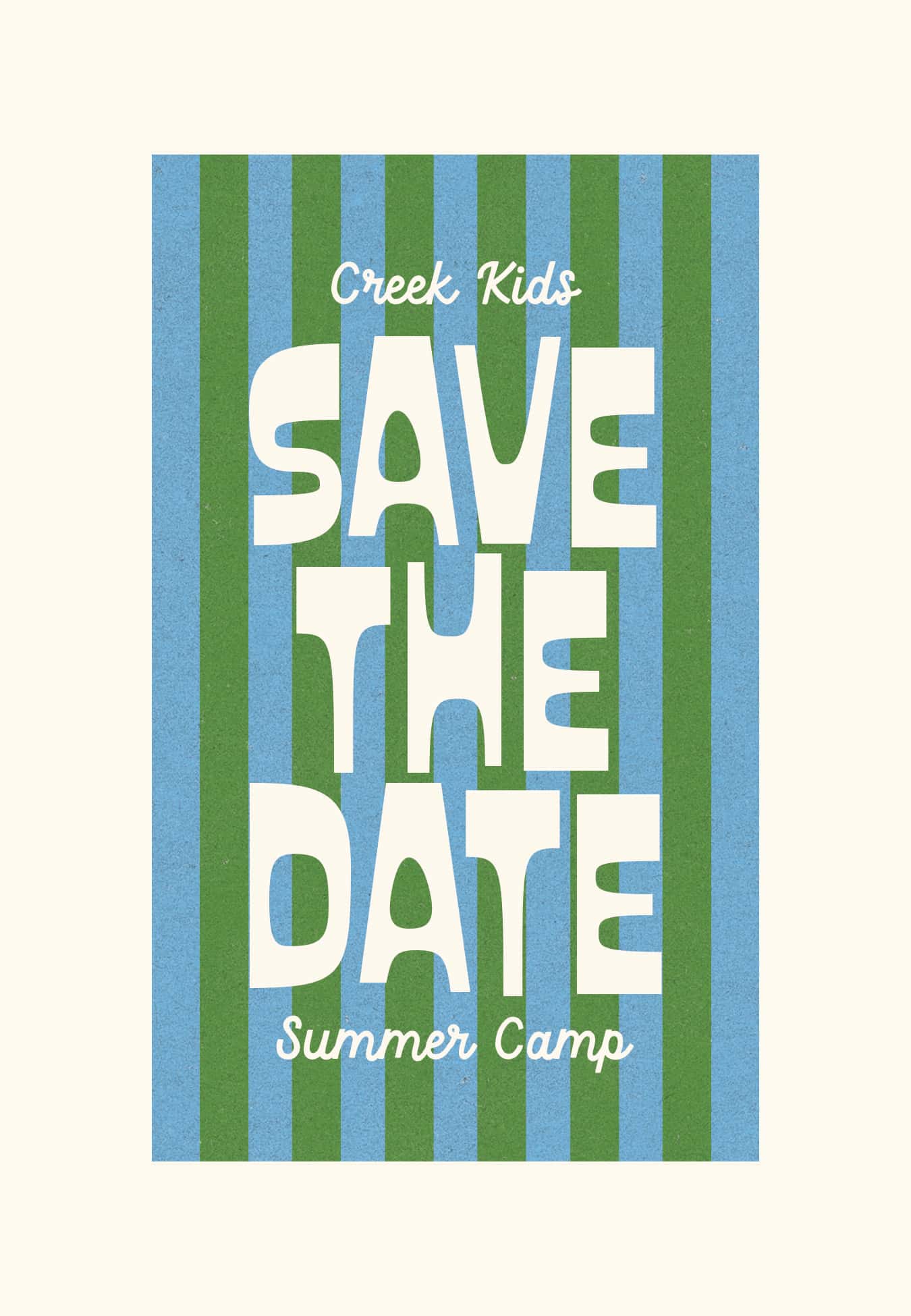 Creek Kids Summer Camp Save the Date 2026 Postcard, church design work for Stevens Creek Church