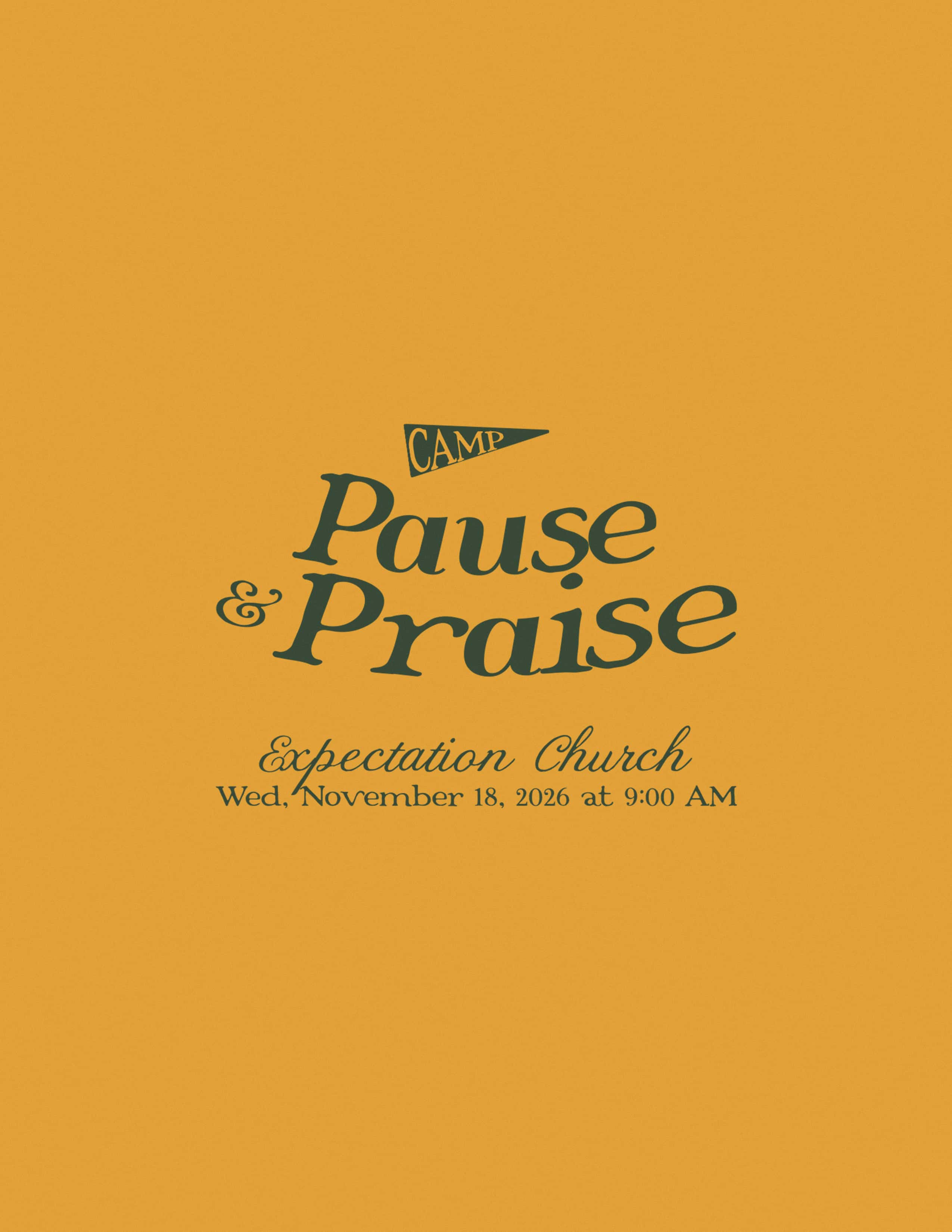 Pause & Praise Event Design, church design work for Expectation Church