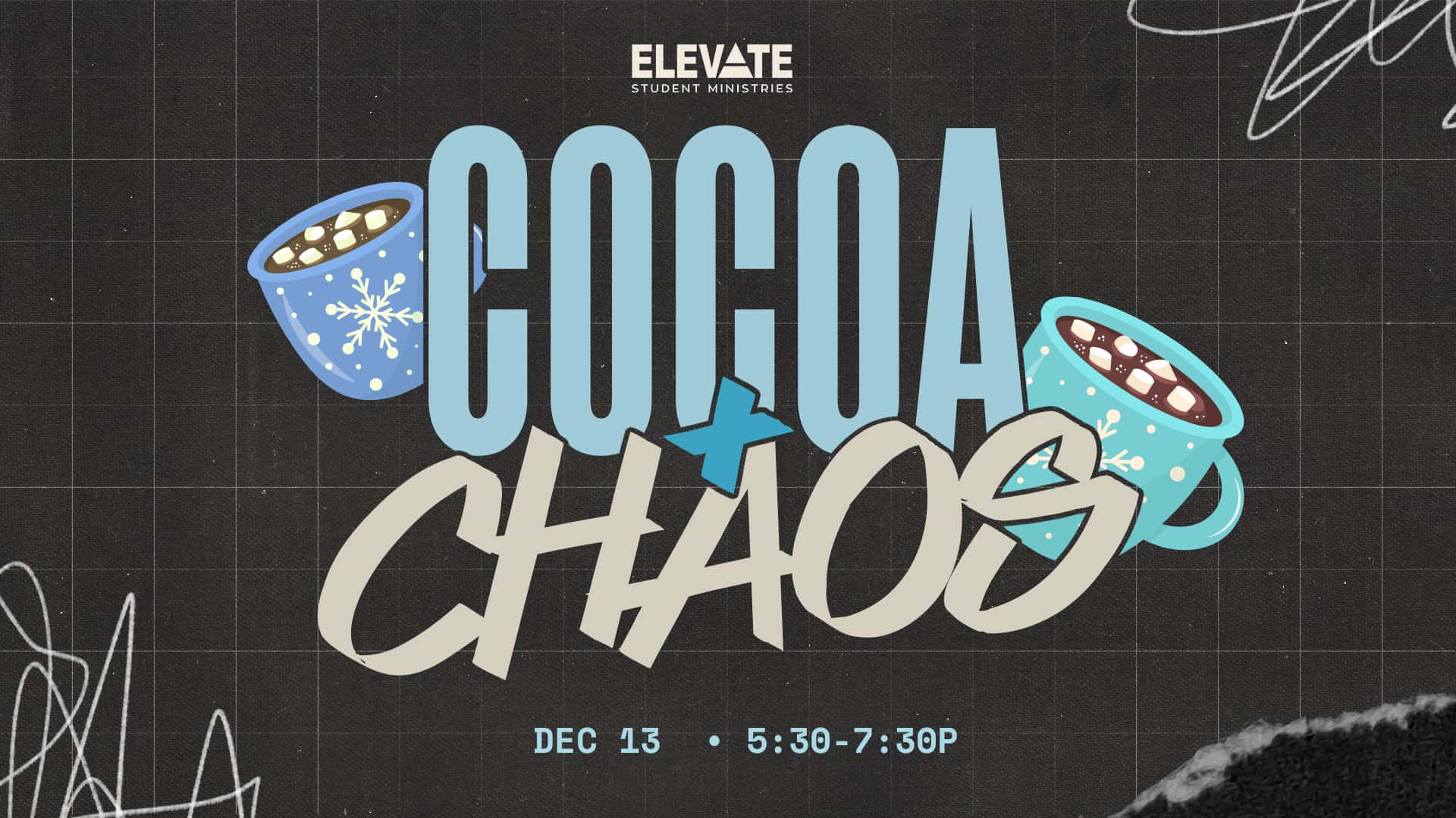 Cocoa and Chaos Christmas Design, church design work for Dayspring Church