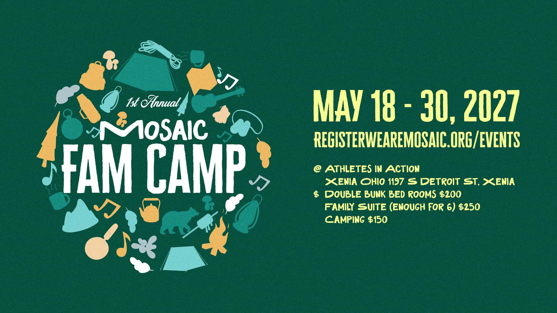 1st Annual Mosaic Fam Camp Event Design, church sermon series design work